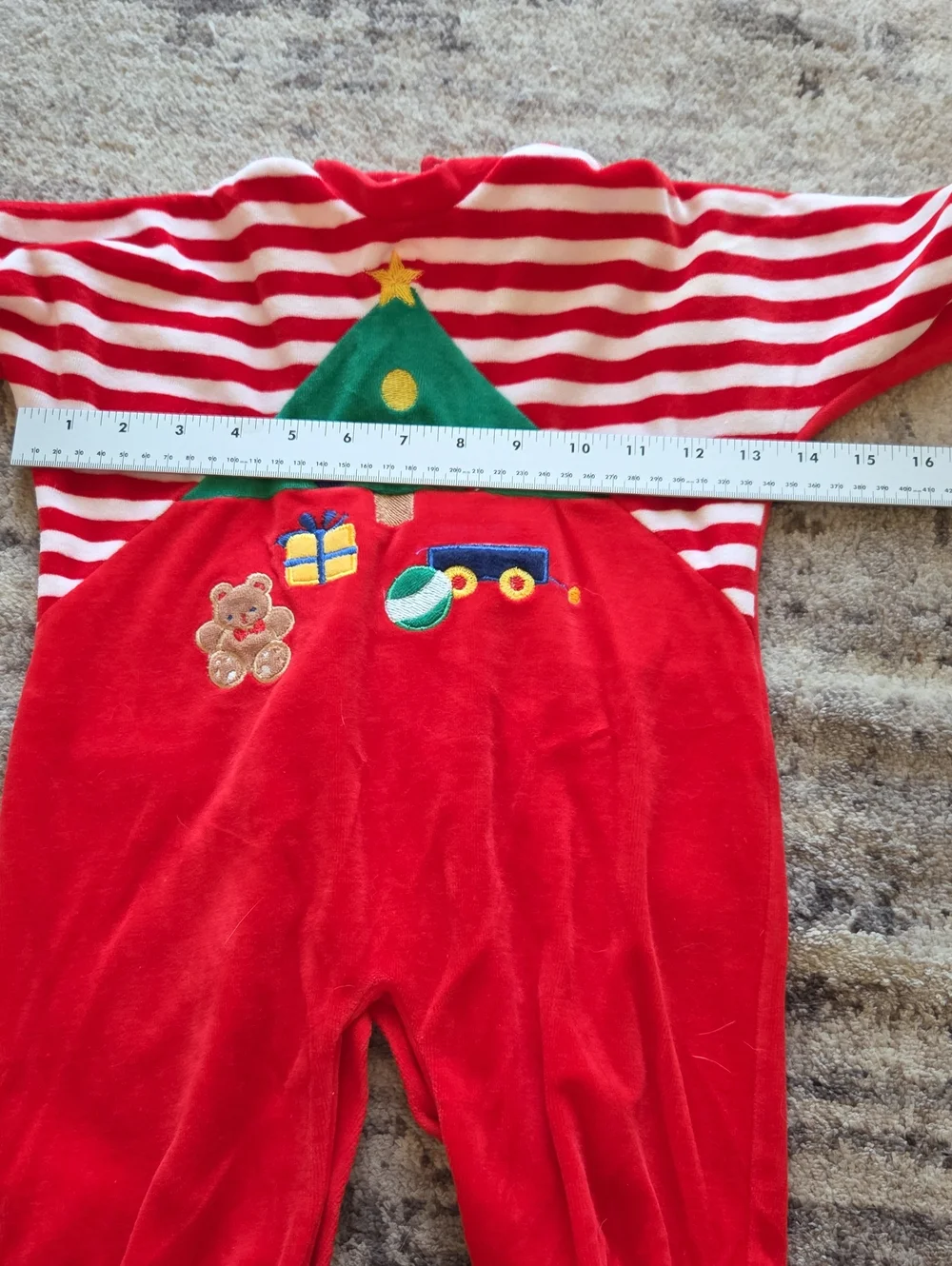 Vintage Little Me Christmas Velour One Piece Romper Toddler Size 12 Months